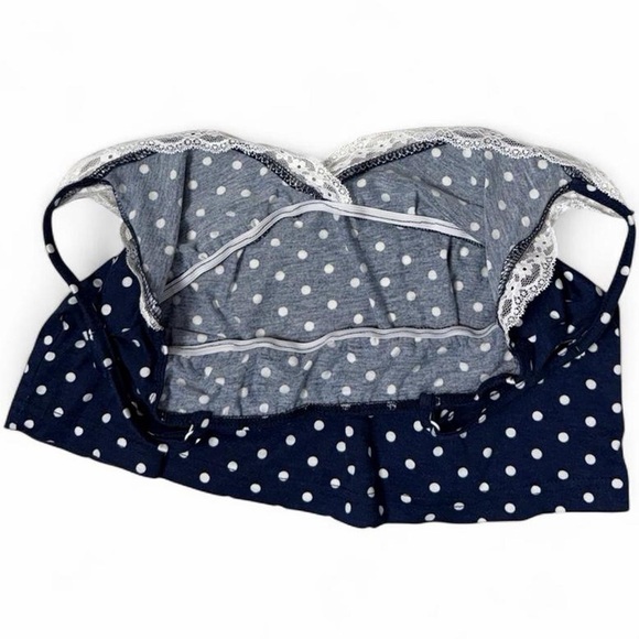 Navy Polka Dot Lace Babydoll Cami XS Coquette Preppy Brandy Cute Balletcore Y2K - Picture 7 of 7